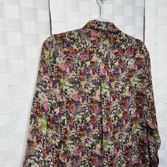 Equipment Femme Floral Silk Button Down Blouse Long Sleeve Shirt Womens Small - Picture 5 of 6